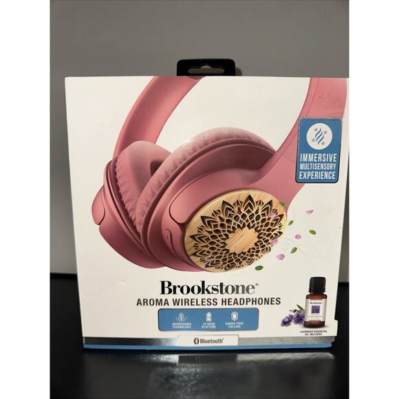 Brookstone Pink Aroma Wireless Headphones, Bluetooth,Immersive Multisensory NIB - Picture 1 of 7